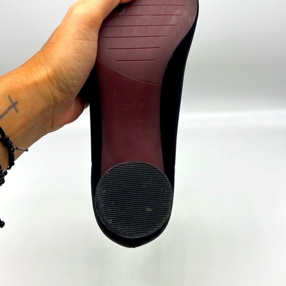 Zara - Black Polyester Sock Ankle Boots With Clear Laminated Heels Size 36 - Picture 15 of 16